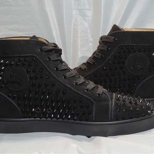 Christian Louboutin Black Lou Spikes III High Tops